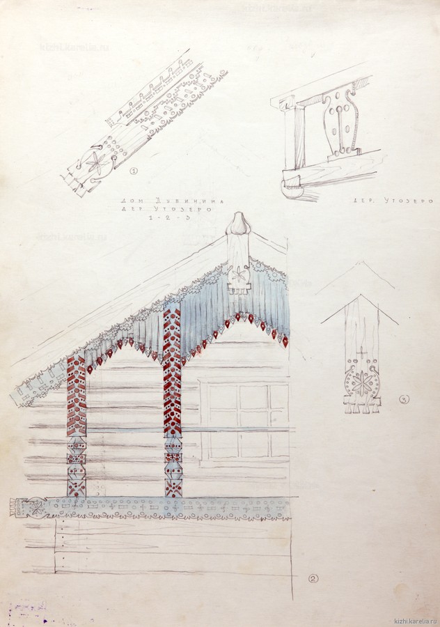 Резные детали дома Дубинина из дер. Утозеро Олонецкого р-на.
