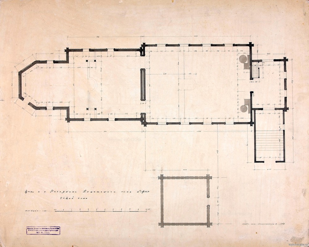 Чертёж обмерный. Церковь в дер. Росляково. Общий план