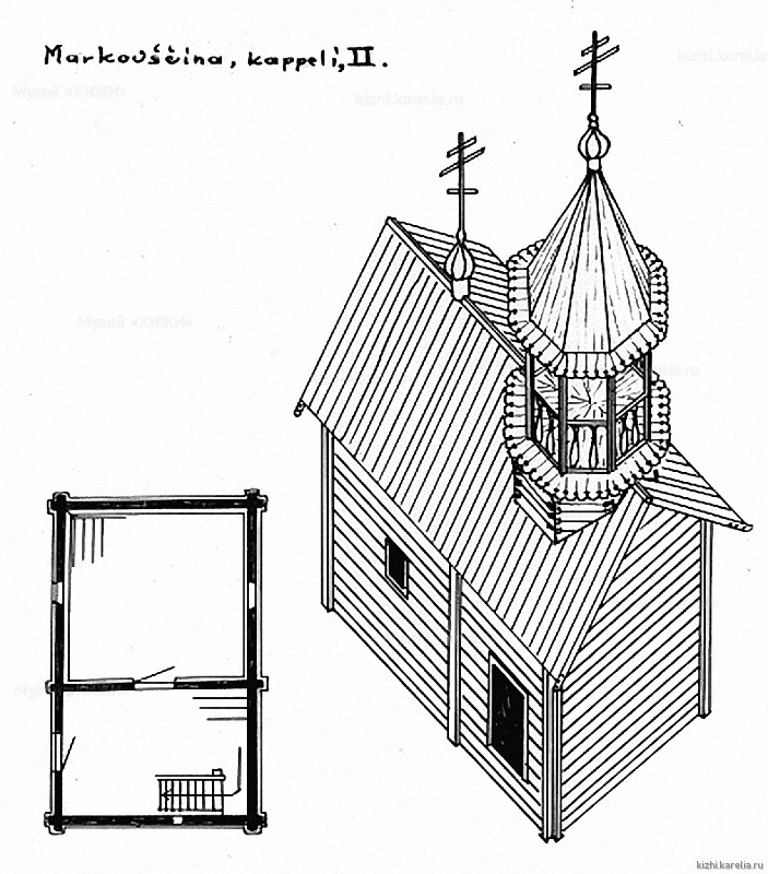 Часовня в д.Марковщина. План, аксонометрия. Реконструкция 2-го этапа строительства