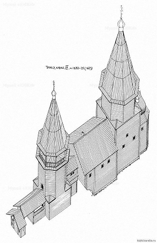 Церковь в д.Типиницы. Аксонометрия. Реконструкция 4-го этапа строительства