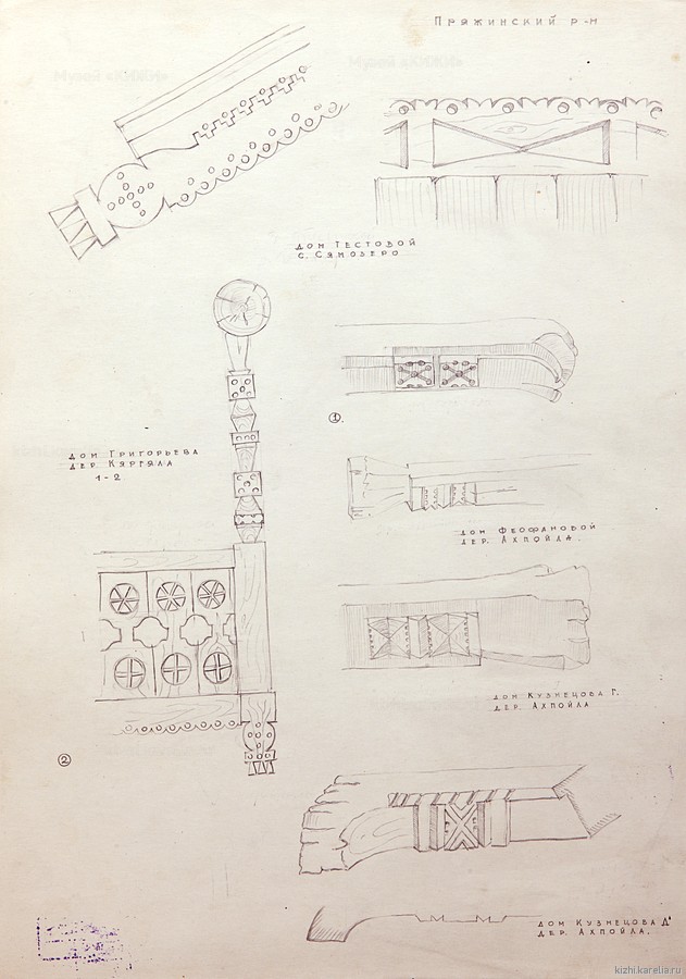 Резные украшения домов в с.Сямозеро, дер.Кяргела, Ахпойла Пряжинского р-на