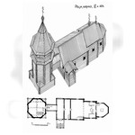 Часовня в д.Поля. План, аксонометрия. Реконструкция 3-го этапа строительства.
