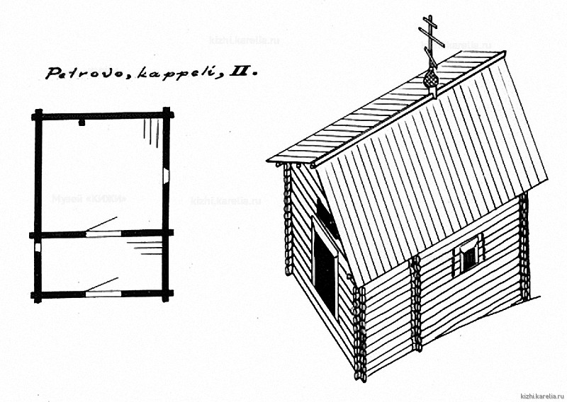Часовня в д.Петрово. План, аксонометрия. Реконструкция 2-го этапа строительства
